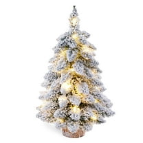 PayUSD Tabletop Mini Christmas Tree with 40 Lights, 24in/2ft Snow Flocked Pre-lit Small Christmas Tree Arbol de Navidad Table Top Artificial Xmas Tree for Table Desk Home Christmas DIY Decor