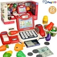 thumbnail image 1 of PayUSD Toy Cash Registers for Kids, Pretend Play Toys with Scanner, Play Money, Calculator, Credit Card Reader, Great Grocery Pre-School Gift for Boys & Girls, for Children from 3 Years, Red, 1 of 8