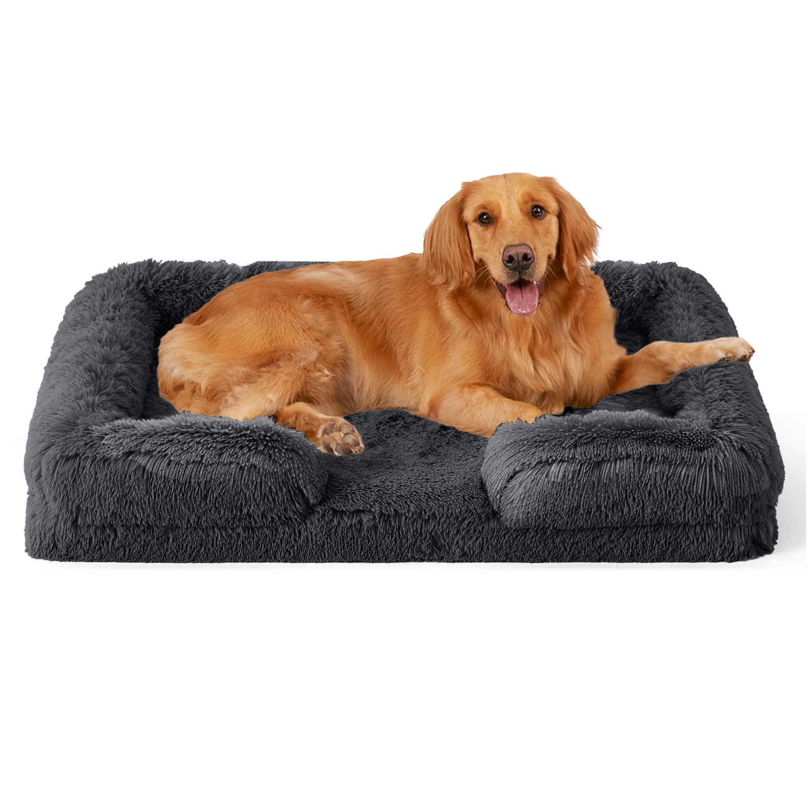 Drilly premium fur 4xl dog bed for extra large dogs washableorthopedic