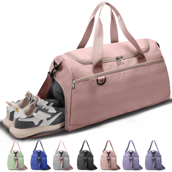 Gynky Travel Duffle Bag Gym Bags with Shoe Compartment Wet Pocket Waterproof for Weekender Overnight  Gym Sports Traveling Swimming Yoga Workout,  Pink