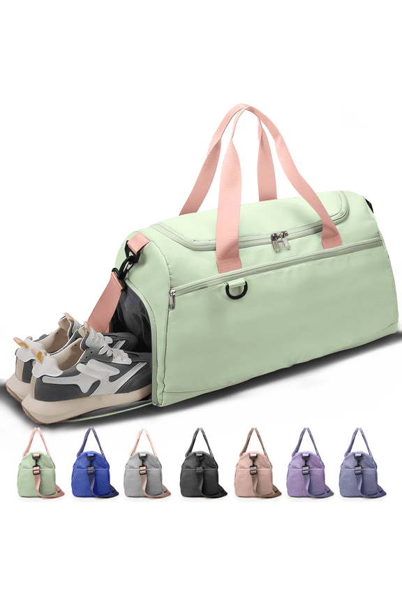 Travel Duffle Bag Gym Bags with Shoe Compartment Wet Pocket Waterproof for Weekender Overnight  Gym Sports Traveling Swimming Yoga Workout,  Green