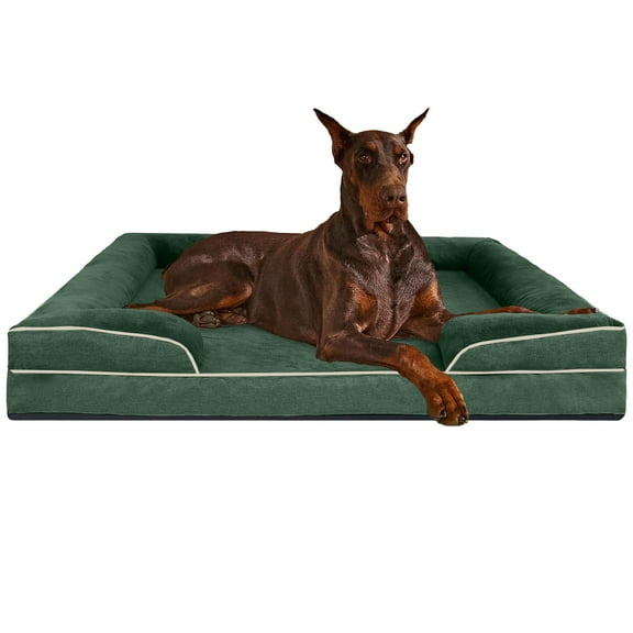 PayUSD XXL Orthopedic Dog Bed, Memory Foam Dog Sofa Beds for Giant Dogs, Supportive Foam Pet Couch Bed with Removable Washable Cover and Nonskid Bottom, Dark Green (52" L x 41" W x 8" Th)