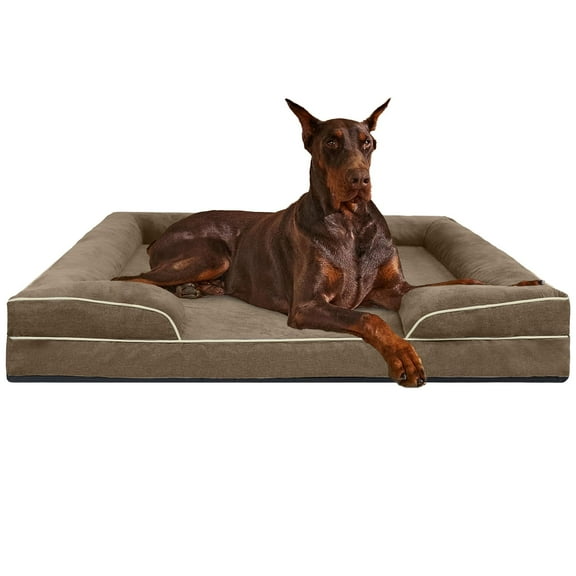 PayUSD XXL Orthopedic Dog Bed, Waterproof Memory Foam Dog Sofa Beds for Giant Dogs, Supportive Foam Pet Couch Bed with Removable Washable Cover and Nonskid Bottom, Brown (52" L x 41" W x 8" Th)