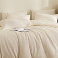 thumbnail image 1 of Payda 3PC Microfiber Knitted Jacquard Waffle Weave Striped Comforter for All Season （Beige，King）, 1 of 6