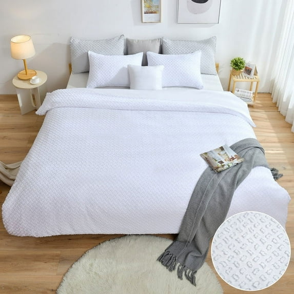 Payda Duvet Cover Set Twin - 2 Pieces Embroidery Shabby Chic Home Bedding Duvet Cover with Zipper Closure for All Seasons(White, Twin, 68"x90")