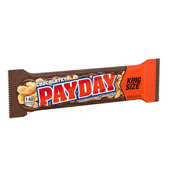 Payday Chocolatey Peanut Caramel King Size Candy, Bar 3.1 oz (Pack of 6)