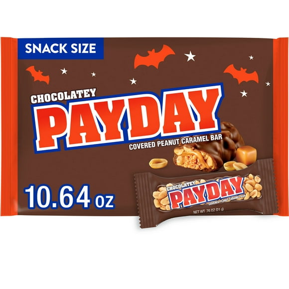 Payday Chocolatey Peanut Caramel Snack Size Halloween Candy, Bag 10.64 oz