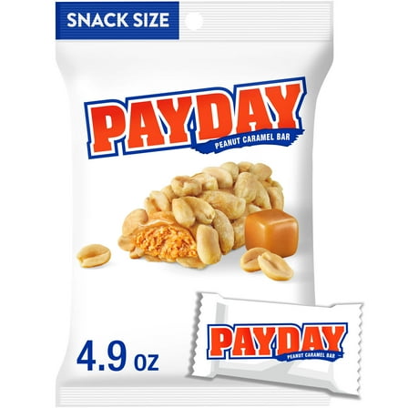 Payday Peanut Caramel Snack Size Candy, Bag 4.9 oz