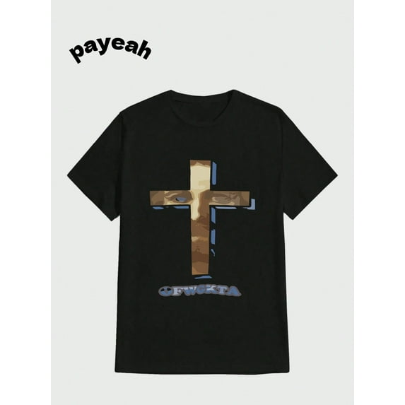 Payeah Odd Future - Black Cross T-Shirt Casual Digital Print Pure Heavy Cotton T Shirt 100% Cotton