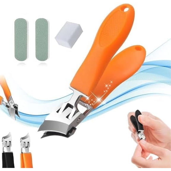 Payemphasize Clippers,Peachloft Oblique Nail Clippers,Wide Jaw Opening Anti-Splash Slanted Nail Clipper,Slanted Nail Clippers-No Splash Nail Trimmer (Orange)