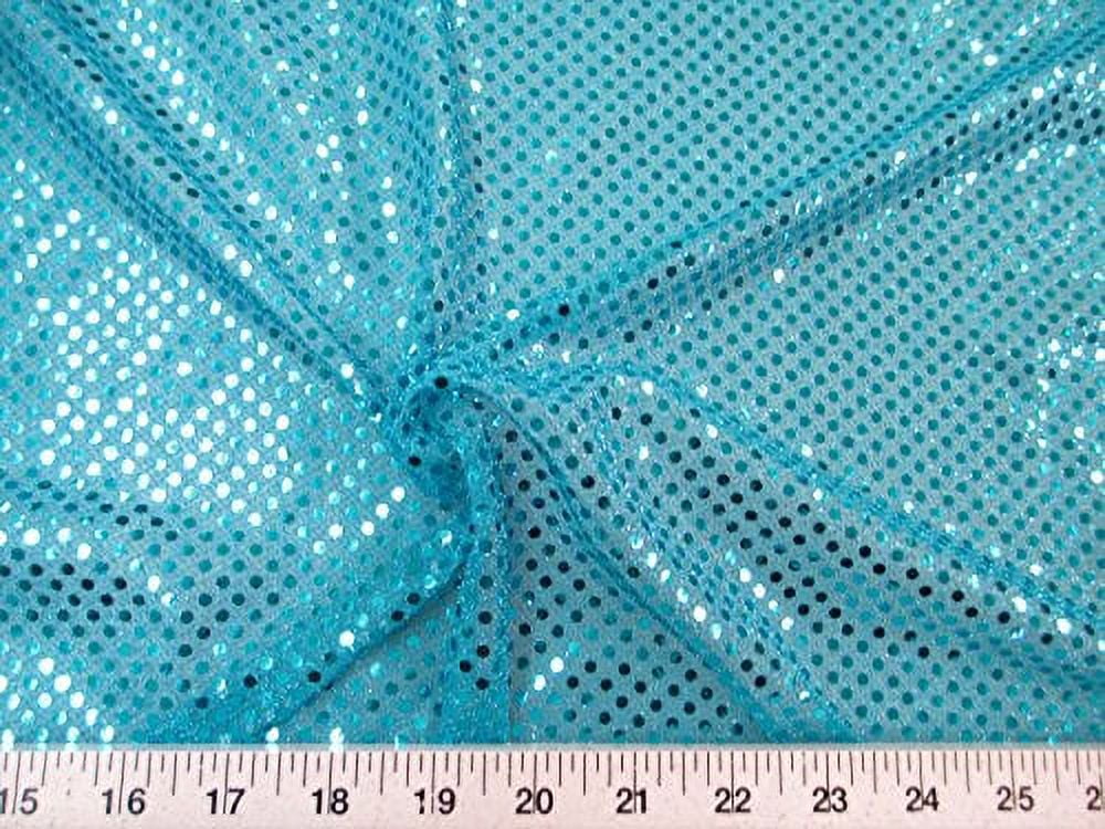 Paylessfabric 10 Yard Lot Fabric Stretch Glitter Mesh Sequin Dots Turquoise Sheer Sparkle L41
