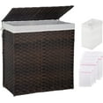 thumbnail image 1 of Paylesshere Laundry Basket Handwoven Laundry Hamper 90L/110L Foldable Rattan Laundry Hamper With Lid,2 Removable Liner Bags & 6 Laundry Bags,Clothes Hamper Bathroom Laundry Basket,Brown, 1 of 9