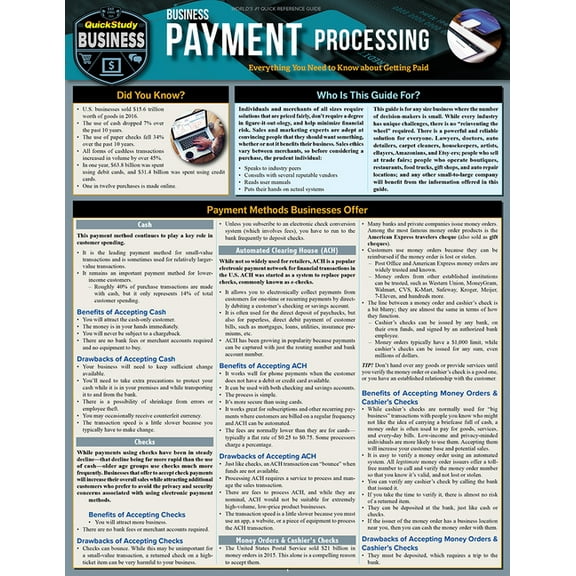 Payment Collection for Small Business : QuickStudy Laminated Reference Guide to Customer Payment Options (Other)