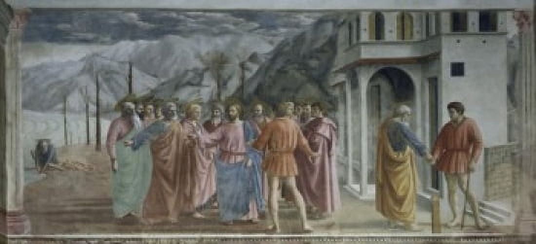 Payment of Tribute Masaccio (1401-1428 Florentine) The Brancacci Chapel Santa Maria del Carmine Florence Canvas Art - Masaccio (24 x 36)