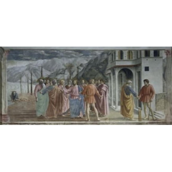 Payment of Tribute Masaccio 1401-1428 Florentine the Brancacci Chapel Santa Maria del Carmine Florence Poster Print - 18 x 24 in.