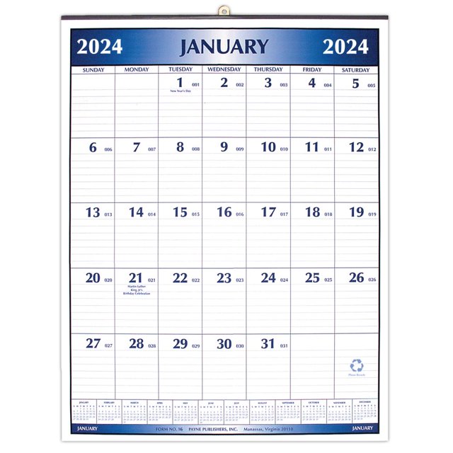 Payne Publishing, Large Office 2024 Wall Calendar