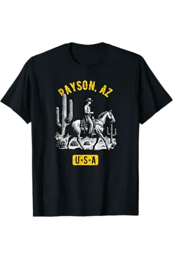 Payson AZ USA Cowboy Horse Distressed Style Design T-Shirt