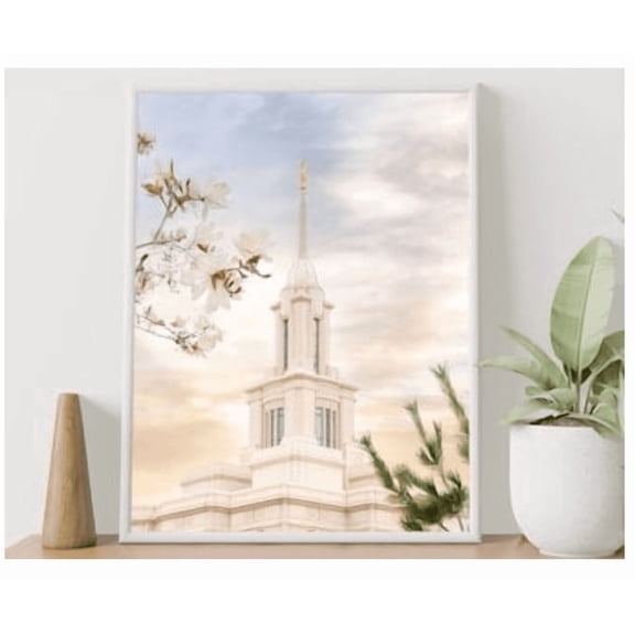 Payson Utah Temple Blossoms Print Poster Only Paper Or Home Decor Office Wall Art