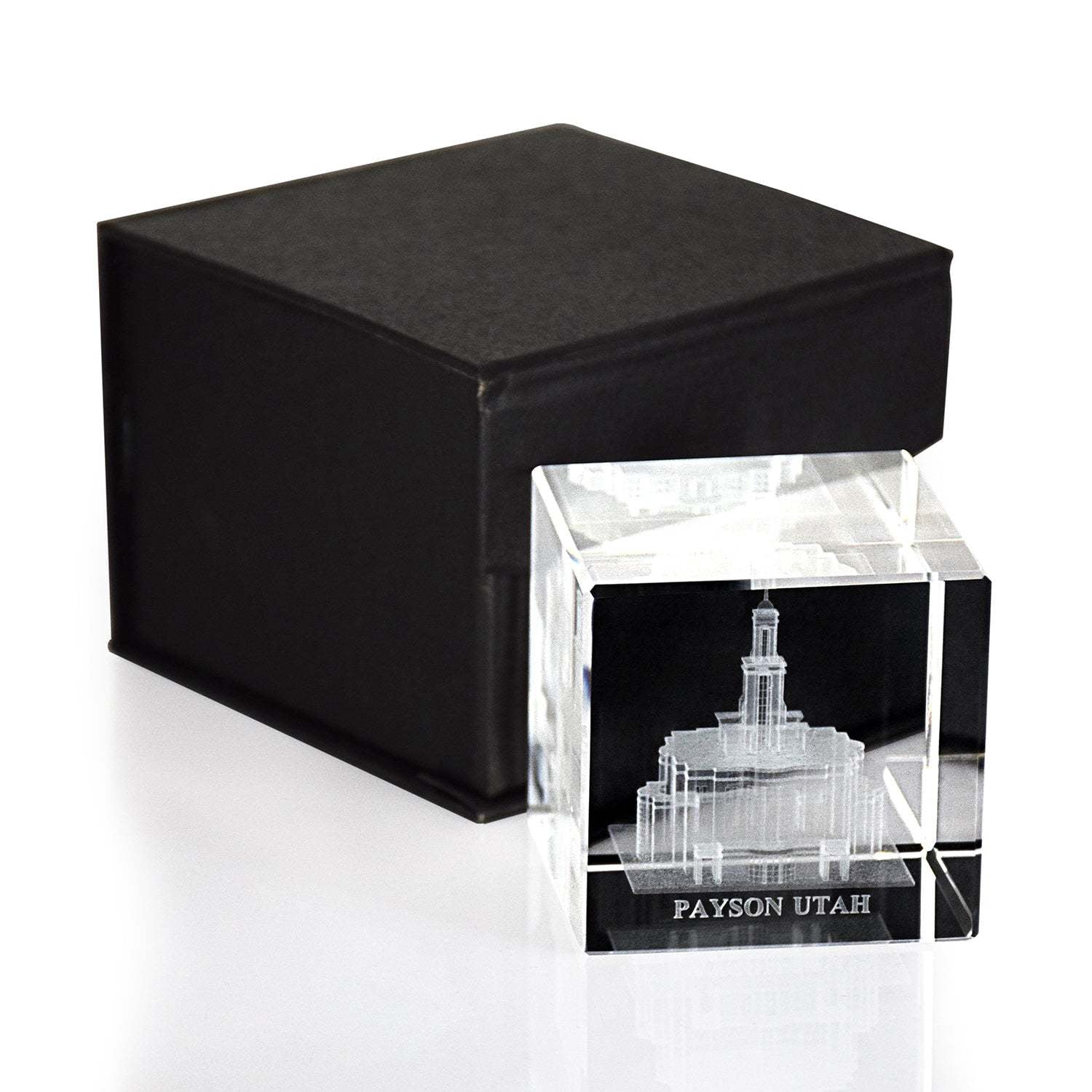Payson Utah Temple Laser Engraved Crystal Cube by Ringmasters