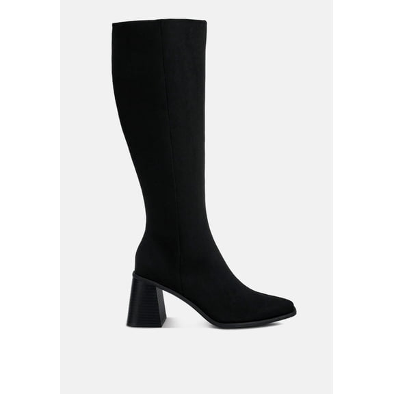 Paytin Faux Leather Block Heel Calf Length Boots