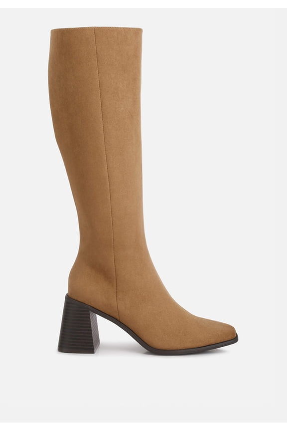 Paytin Faux Leather Block Heel Calf Length Boots