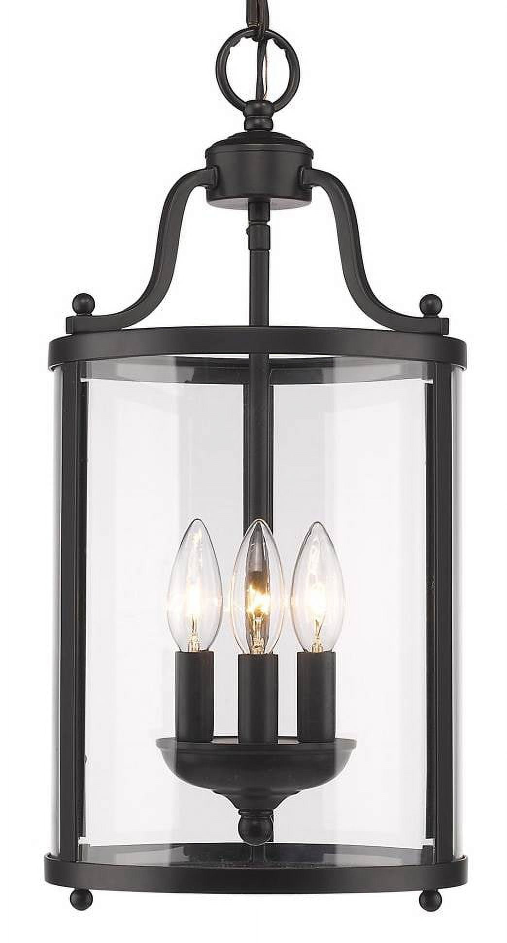 Payton Transitional 3-Light Pendant in Matte Black with Clear Glass