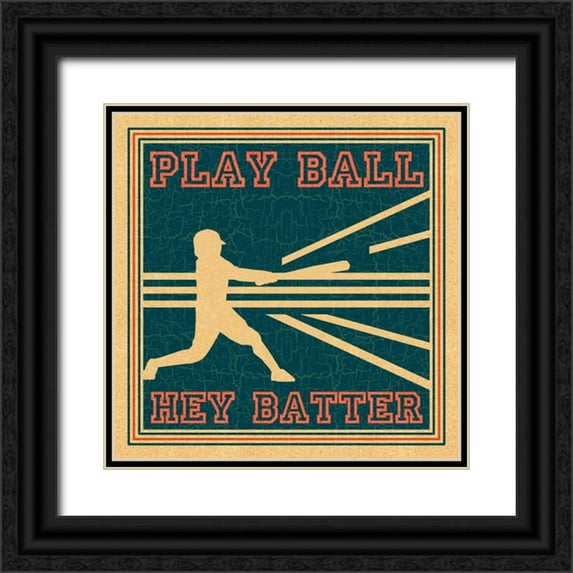Pazan, Tony 12x12 Black Ornate Wood Framed with Double Matting Museum Art Print Titled - Play Ball