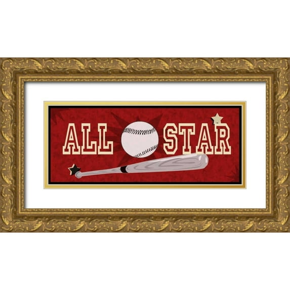 Pazan, Tony 24x12 Gold Ornate Wood Framed with Double Matting Museum Art Print Titled - All Star