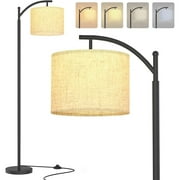 Pazzo Metal Arc Floor Lamp with Stepless Dimmable Bulb, for Living Room, Bedroom, Black