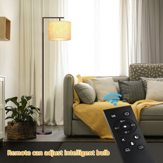 Pazzo Rotatable Arc Floor Lamp with Remote Control, for Living Room, Bedroom,Brown