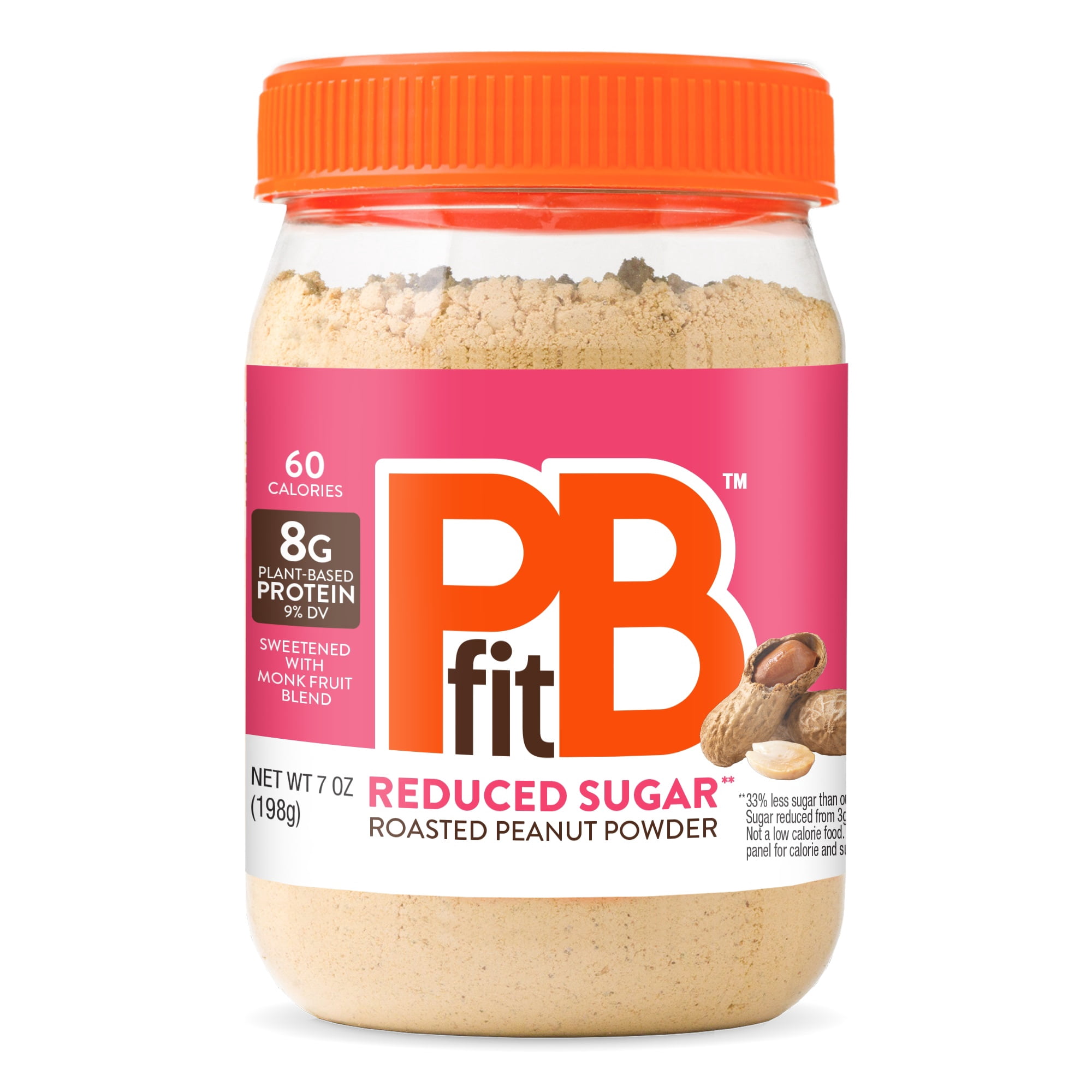 PBfit Reduced Sugar Peanut Butter Powder, 8g Protein 9% DV, 7 oz