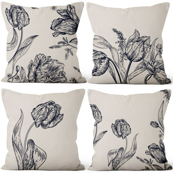 Black and White Pillows Cover 18x18 for Couch,4 Count