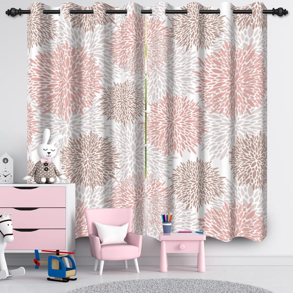 Pbobriich Blush Pink and Gray Blackout Curtains for Bedroom,Rustic Dahlia Floral Blackout Curtains for Living Room 2 Panels,42x63 Inch