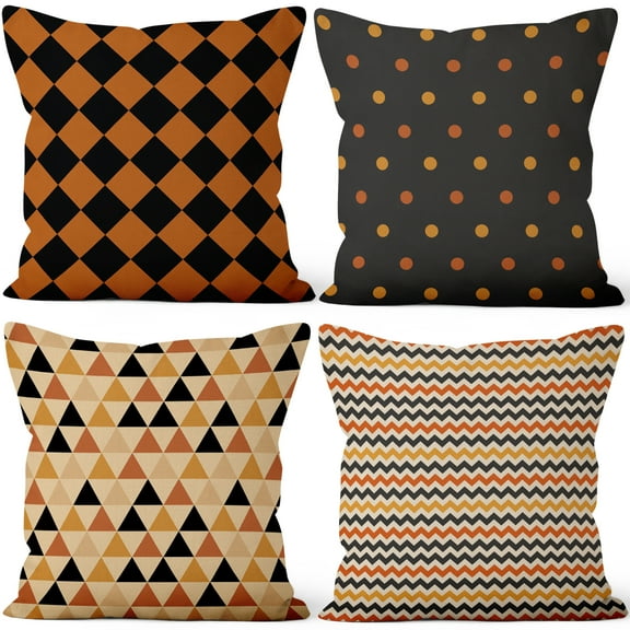 Pbobriich Bohemia Pillow Case,Boho Decorative Linen Throw Pillow Cover for Sofa and Living Room,18x18 In 4PCS