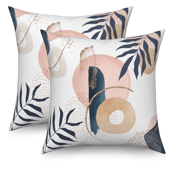 Pbobriich Boho Throw Pillow Cover Set of 2 Mid Century Linen Decoration Pillowcase for Home Couch Sofa Bed,18x18 Inch