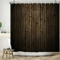 Pbobriich Brown Wooden Fabric Shower Curtain,Farmhouse Farm Waterproof Bath Curtain with Hooks,72"x72"