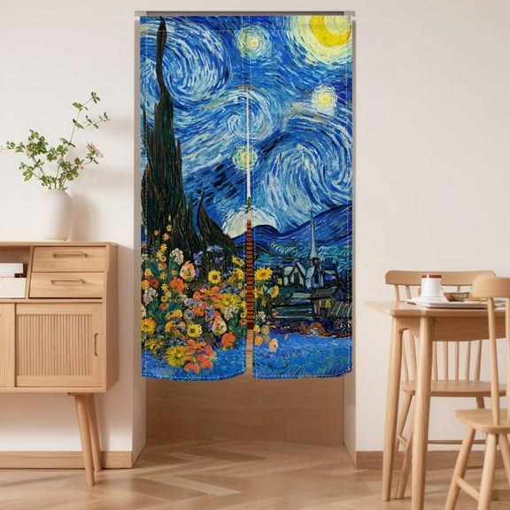 Pbobriich Chinese Ink Painting Doorway Curtain Floral Japanese Noren Curtain,Bedroom Divider Kitchen Partition Bathroom Door Decor,28.3"x39.3"