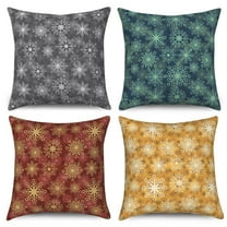 Pbobriich Christmas Throw Pillow Cover Set of 4,Red Green Snowflake Pillowcase for Living Room Home Decor,18x18