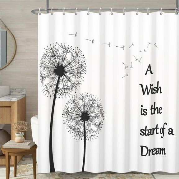 Pbobriich Dandelion Flower Shower Curtain,Rustic Inspirational Quotes Bathroom Shower Curtain with Hooks,72Wx72L