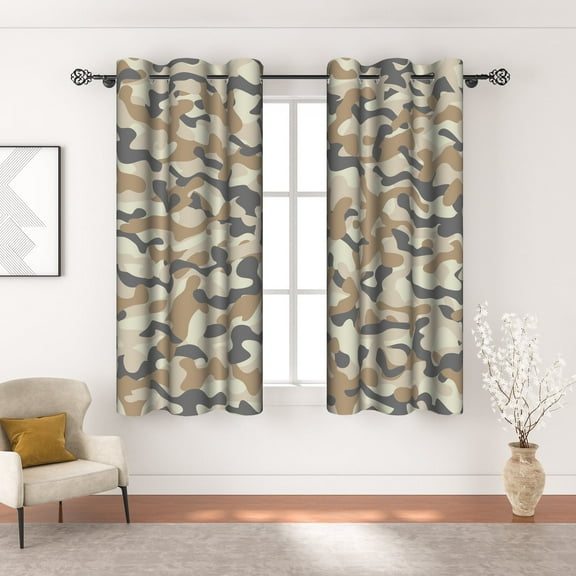 Pbobriich Green Camouflage Blackout Curtains,Abstract Thermal Insulated Window Curtain for Bedroom 42x63 Inch Set 2 Panels