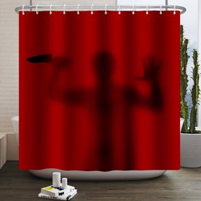 Pbobriich Halloween Horror Shadow Shower Curtain Scary Knifefor Red Bathroom Decor Bath Curtain 47x71 Inches Polyester Fabric