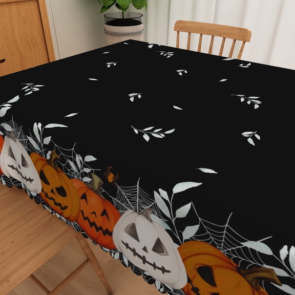 Pbobriich Halloween Tablecloth for Rectangle Table Spooky Pumpkin Pattern Halloween Table Cloth for Kitchen Dinner Decor, 60x84 Inch
