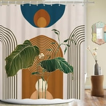 Retro Shower Curtain for Bathroom,Mid Century Shower Curtain with Hooks,72x72,Waterproof