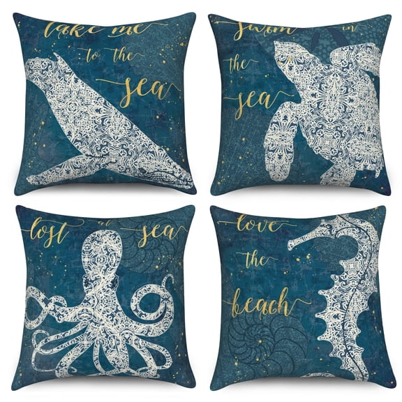 Pbobriich Set of 4 Throw Pillow Covers Rustic Pink Red Floral Linen Decorative Pillow Cases Home Decor 16x16 Inches