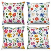 Pbobriich Spring Floral Throw Pillow Covers 18 x 18 inch Flowers Decorative Pillows Outdoor Cushion Cases for Couch Sofa Set of 4