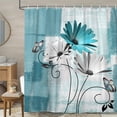 thumbnail image 1 of Pbobriich Teal Shower Curtain, Teal Blue Flower Farmhouse Bathroom Curtain, Waterproof Polyester, 72"x72", 1 of 8