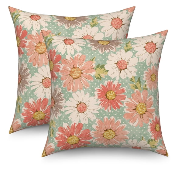 Pbobriich Throw Pillow Covers Set of 2 Vintage Orange Daisy Flower Pillow Covers Country Decor for Couch Home Decor,18"x18"