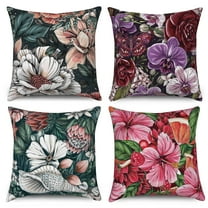 Pbobriich Vintage Boho Floral Throw Pillows Cases 18x18 Set of 4, Bohemian Outdoor Decorative Black Cushion Cover for Home Decor