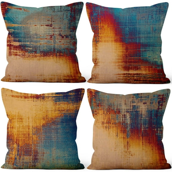 Yellow Blue Gradient Outdoor Pillow Covers Clearance Colorful Cushion Case for Living Room 18x18in Set of 4