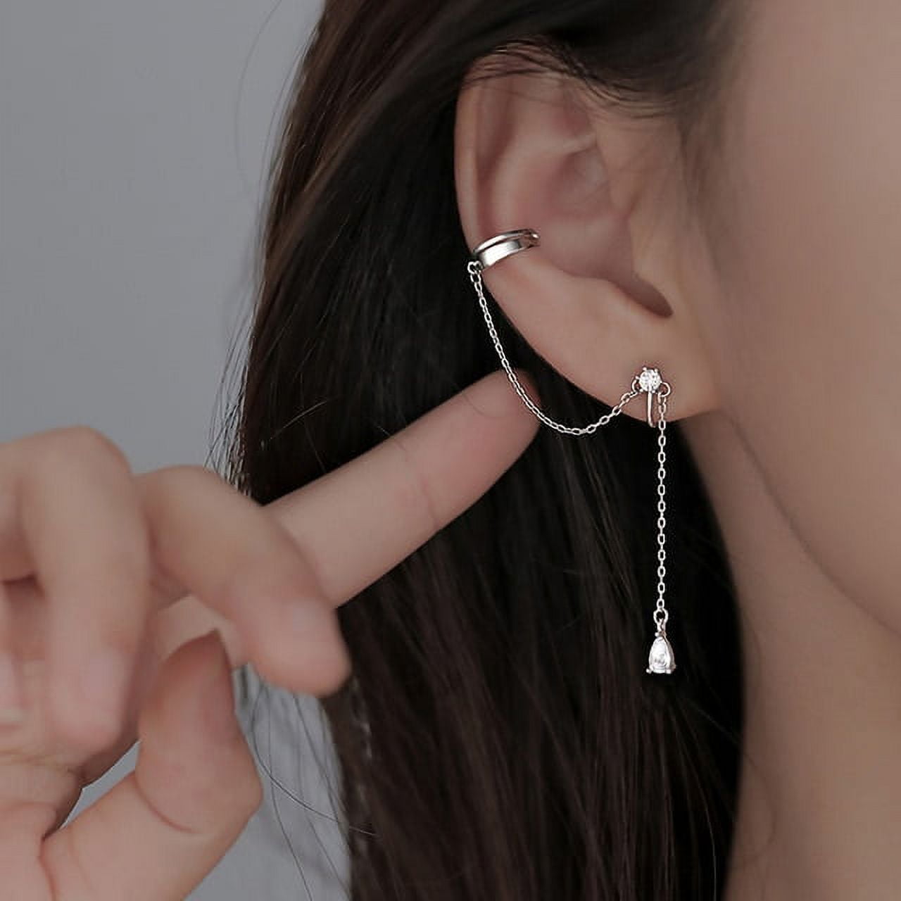 Pc Cross Ear Cuff Earrings Tassel Rhinestones Piercing Stud Earring Simple  Chain Clip Earrings Cuff 2022 Trendy Women Jewelry 